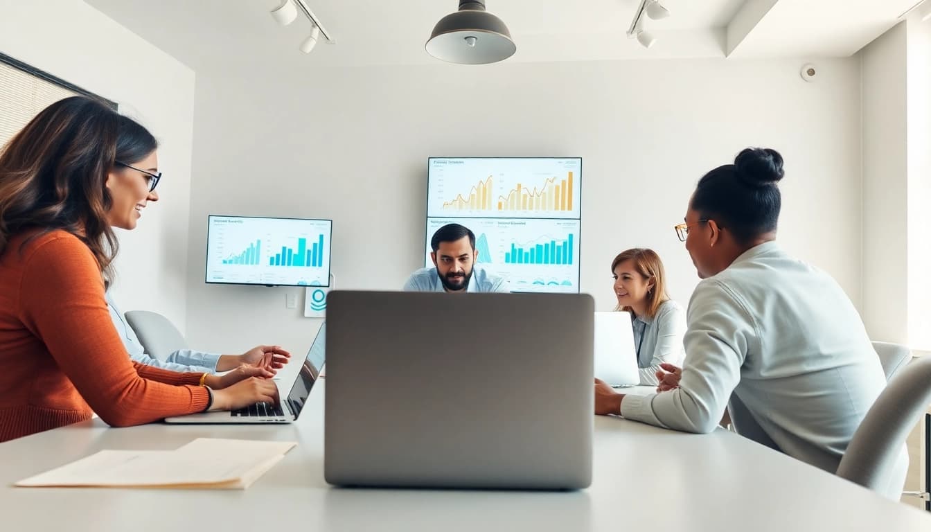 Analyse der Strategien bei https://alvionz.de/ mit einem dynamischen Team in einem modernen Büro.