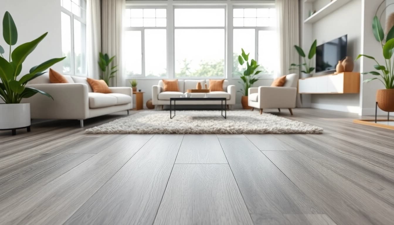 Explore waterproof lvp flooring enhancing the elegance of a modern living room space.