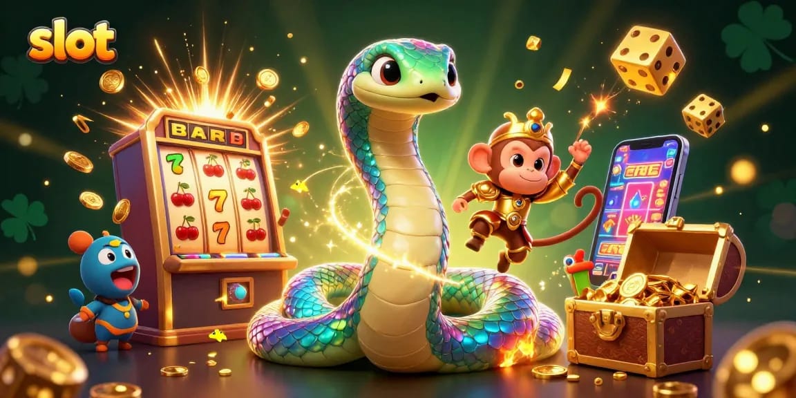 Spin to win with dynamic slot action, featuring a vibrant scene of slot machines and characters.