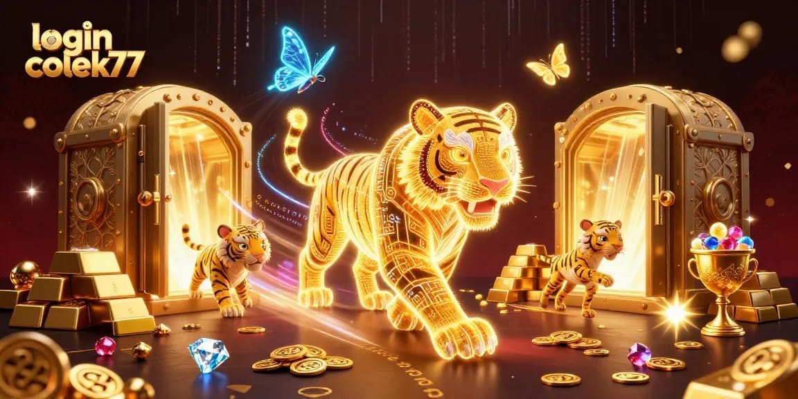 Experience the thrill of gaming with login colek77 in this vibrant 3D casino scene filled with golden treasures and excitement!
