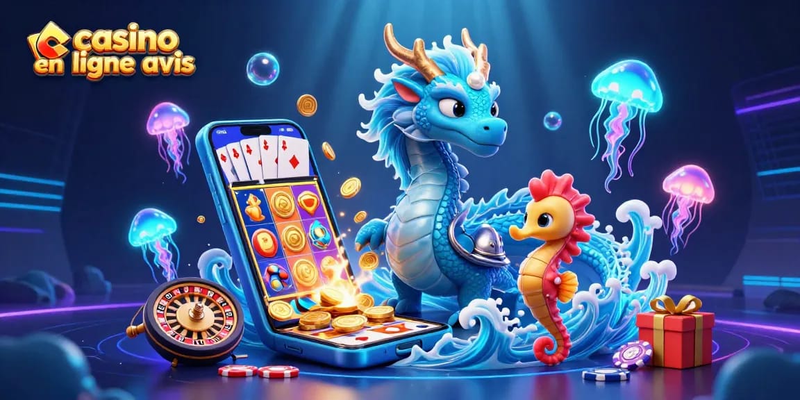 Visualisez des jeux de casino en ligne avec des dragons, un chevalier, et des éléments de jeu pour les avis de casino en ligne