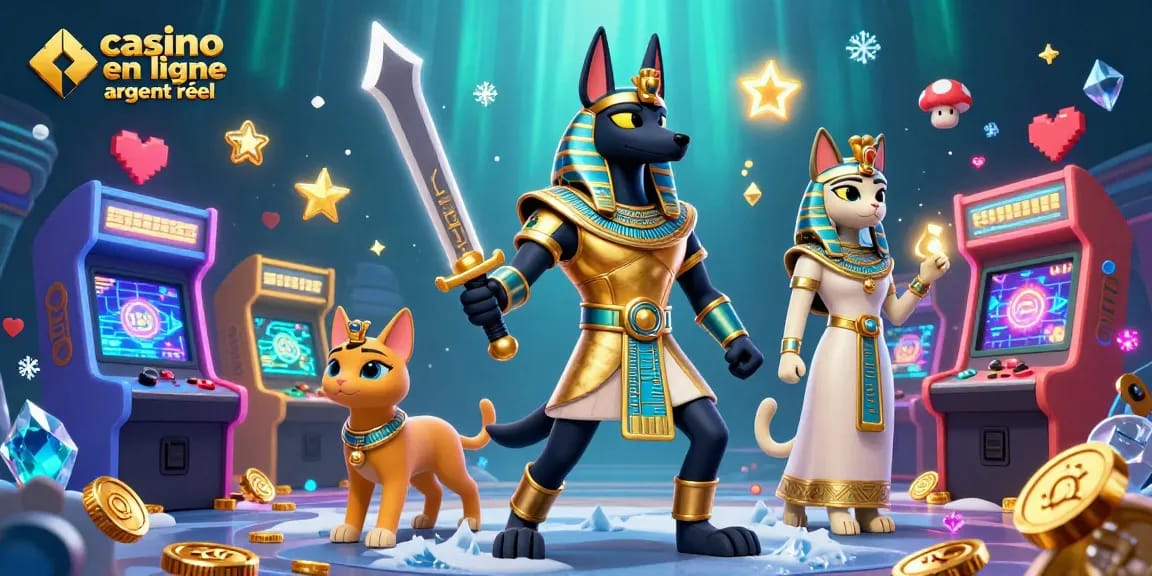 Profitez des jeux de casino en ligne argent réel dans un univers captivant avec Anubis et Bastet.
