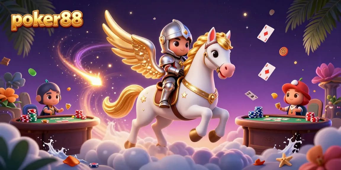 Experience thrilling poker88 gameplay with dynamic poker tables and colorful chip stacks in a magical setting.