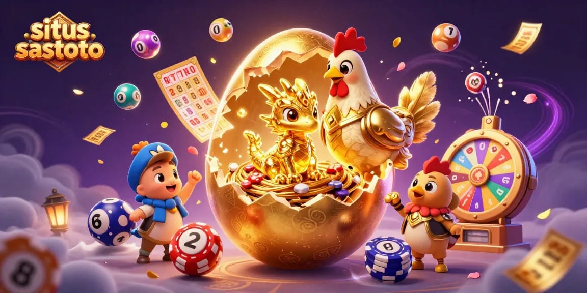 Experience the excitement of situs sastoto with lottery elements and a golden dragon theme in this vibrant illustration.