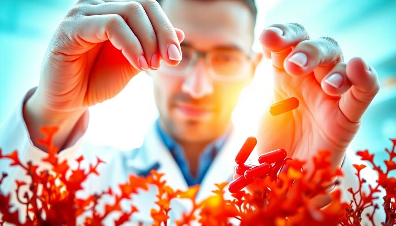 Boosting immune health with astaxanthin capsules in a laboratory setting.