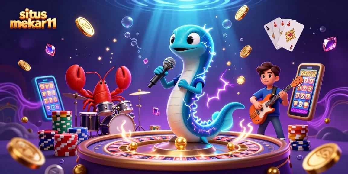 Situs mekar11 showcases an electrifying underwater casino performance with vibrant characters and intense gameplay dynamics.