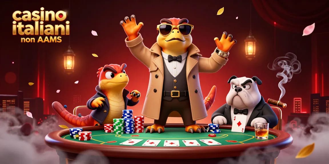 Gioca ai casinò italiani non AAMS con 3 rapaci vestiti da uomini in un lounge di lusso, tavolo da poker e chips colorate in scena.