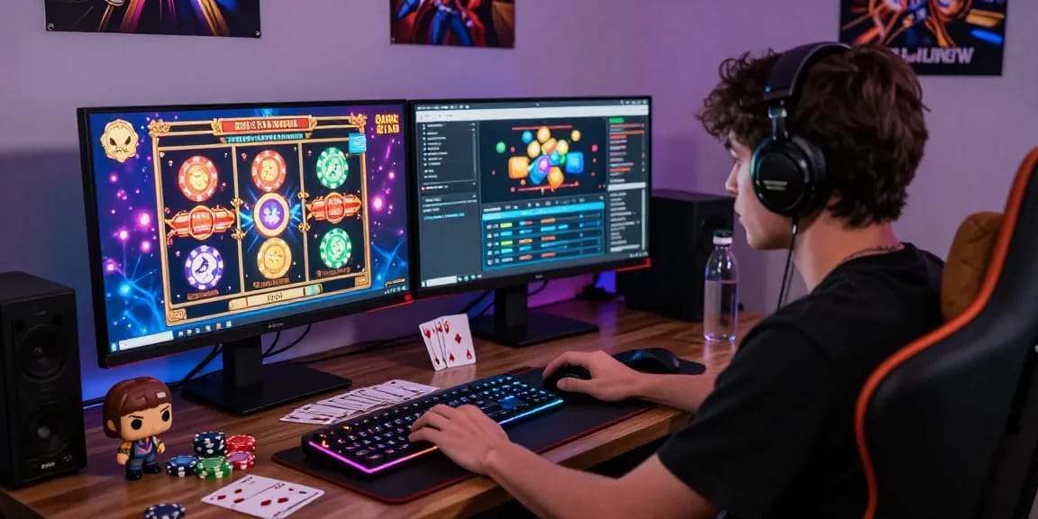 Exciting gaming setup for slot deposit dana experience with vibrant visuals and engaging environment.