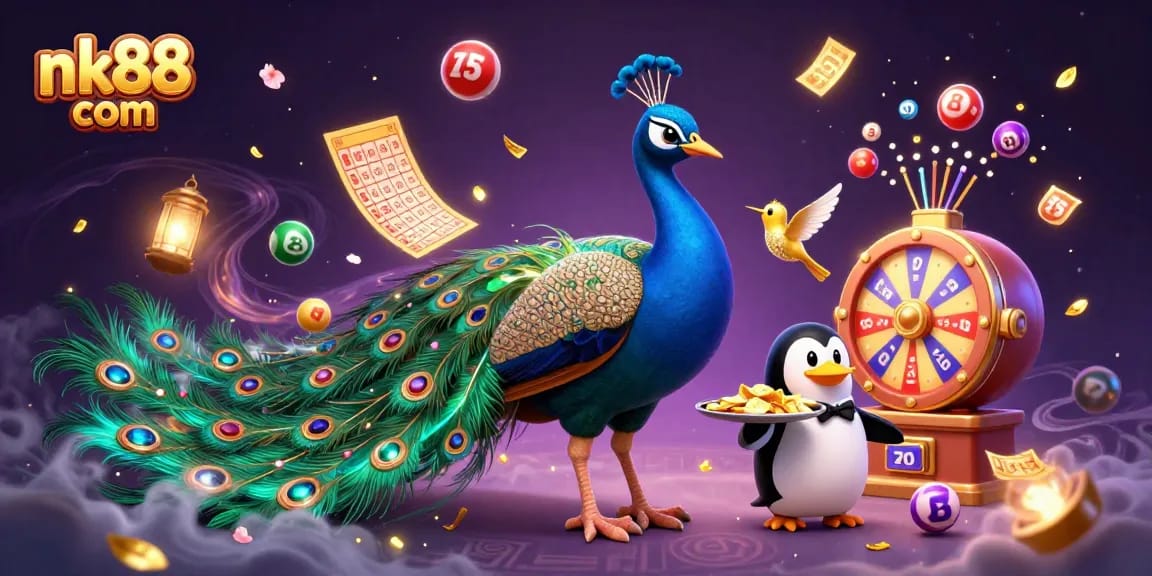Experience the thrill of winning at nk88 com with bright lottery balls, vibrant gaming elements, and captivating 3D characters.
