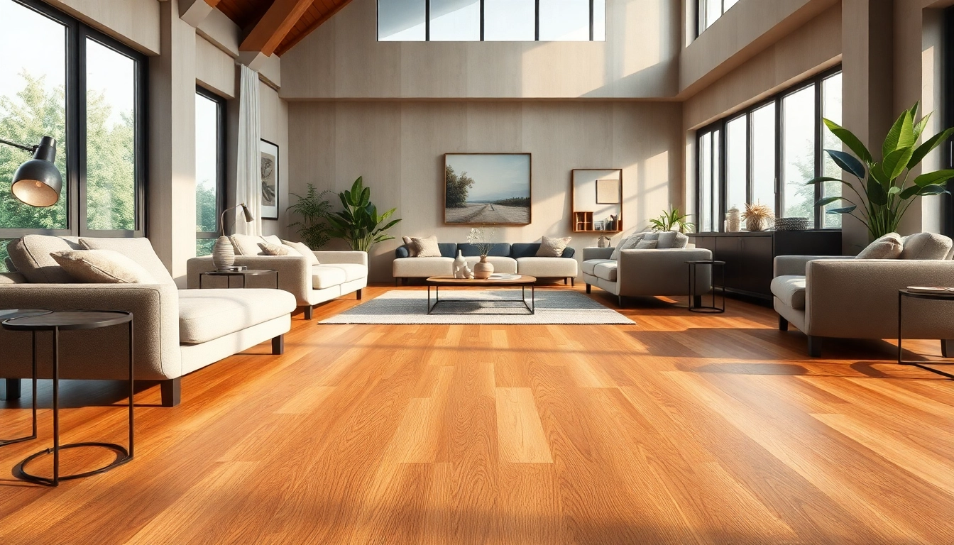 View of stylish LVP flooring near me in a modern living room showcasing comfort and elegance.