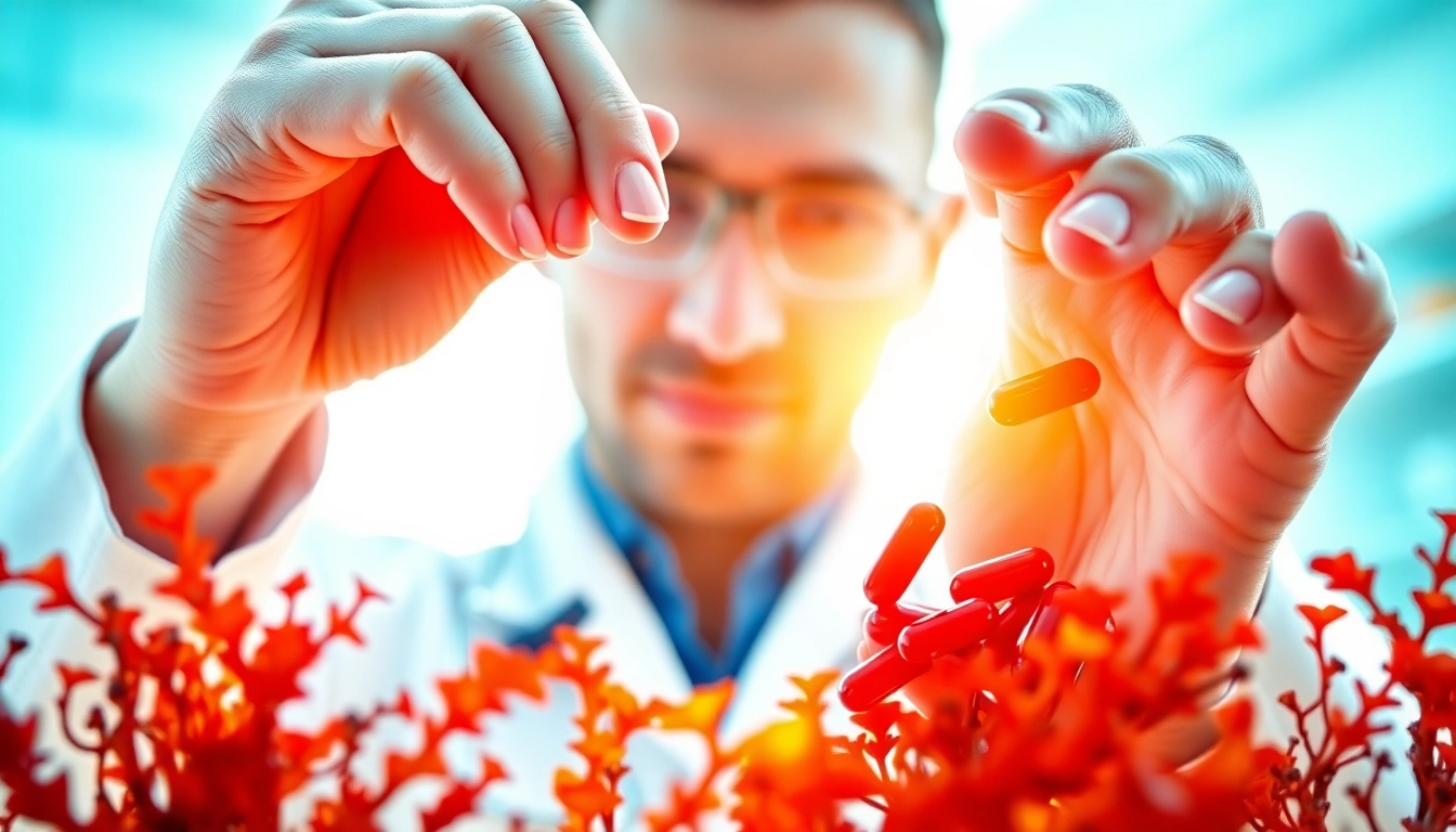 Boosting immune health with astaxanthin capsules in a laboratory setting.