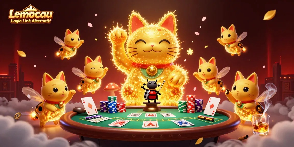 Play at Lemacau Login Link Alternatif with dynamic casino scenes and vibrant gaming elements.