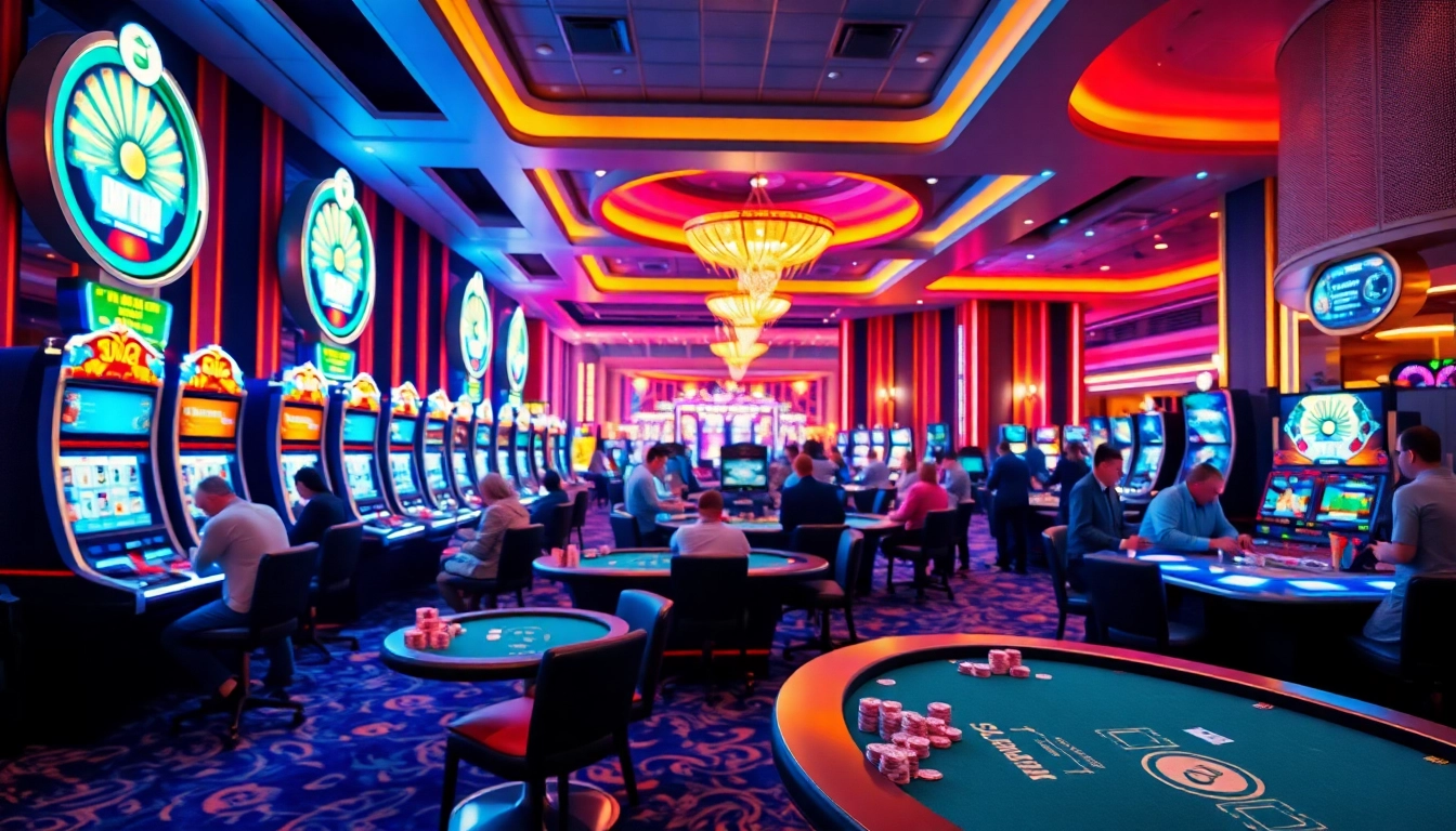 Engaging scene at a non gamstop Casino Uk with vibrant games and players, highlighting excitement.