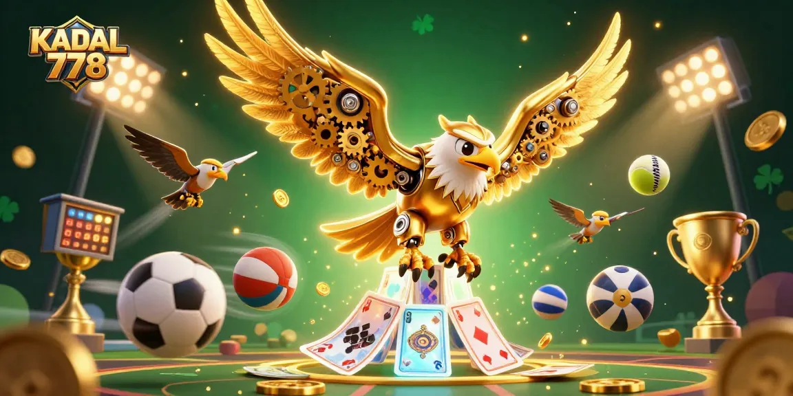 KADAL 778 showcases thrilling casino action with 3D cybernetic eagle and holographic cards.