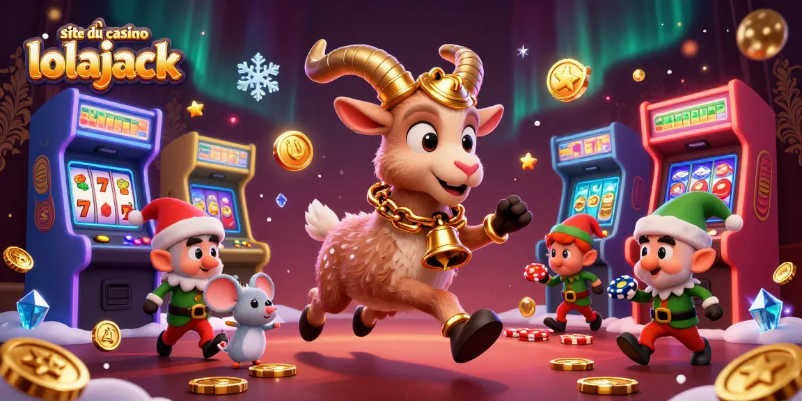 Engage in high-energy gameplay at site du casino lolajack with festive characters amidst colorful game machines.