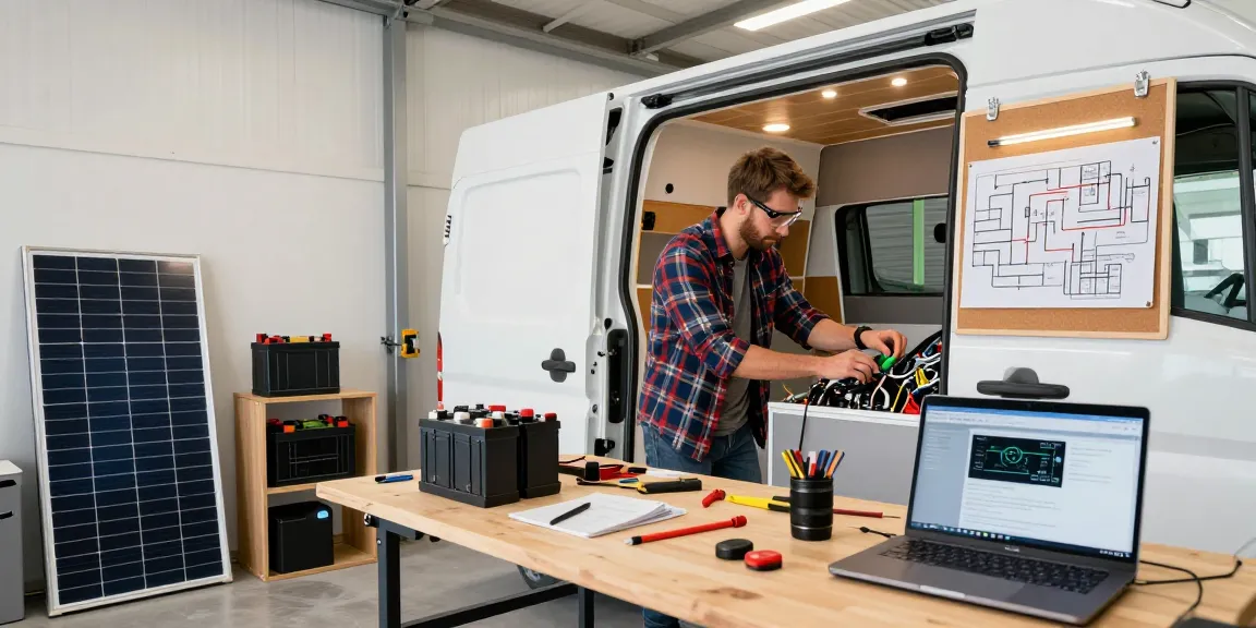 Expertly enhancing van electrics with ROKOK88 guidance in a vibrant workshop.