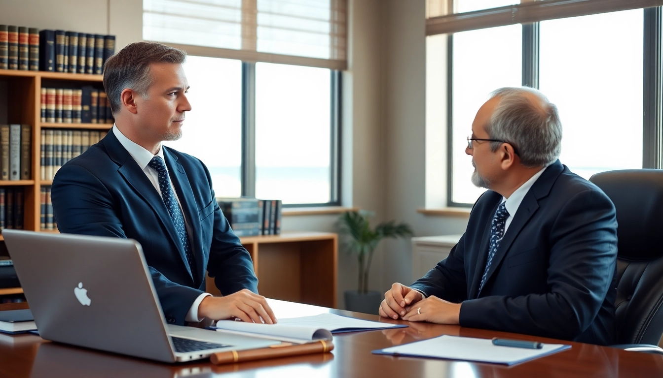 Clearwater truck accident lawyer consulting with a client in a professional office setting.