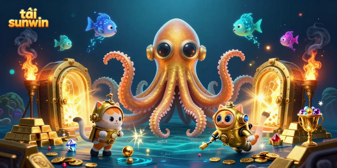 Experience the thrill of tải sunwin in this colorful casino scene with treasures and characters.