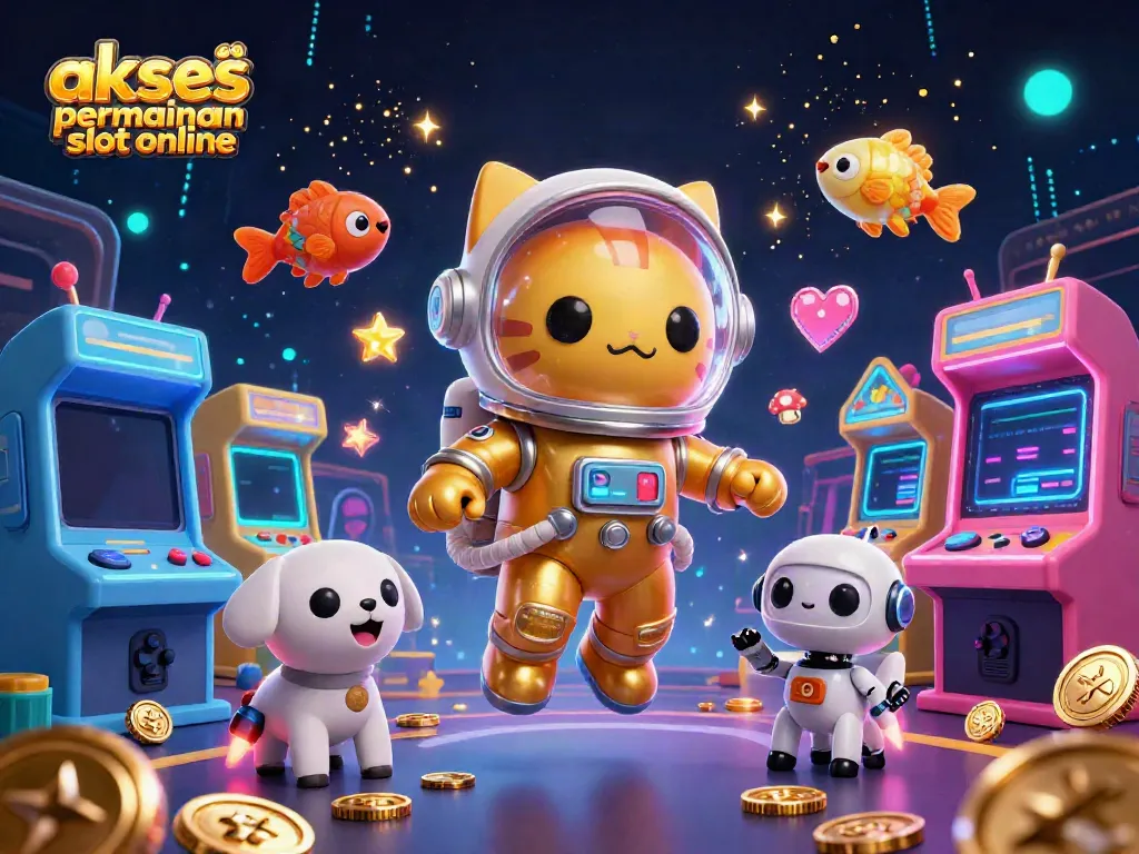Mengakses permainan slot online dengan ilustrasi khusus yang menggambarkan keseruan dan interaktivitas permainan di dunia digital.