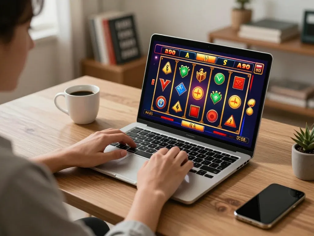 Engaging in personal sun win gaming session with vibrant slot rewards on screen