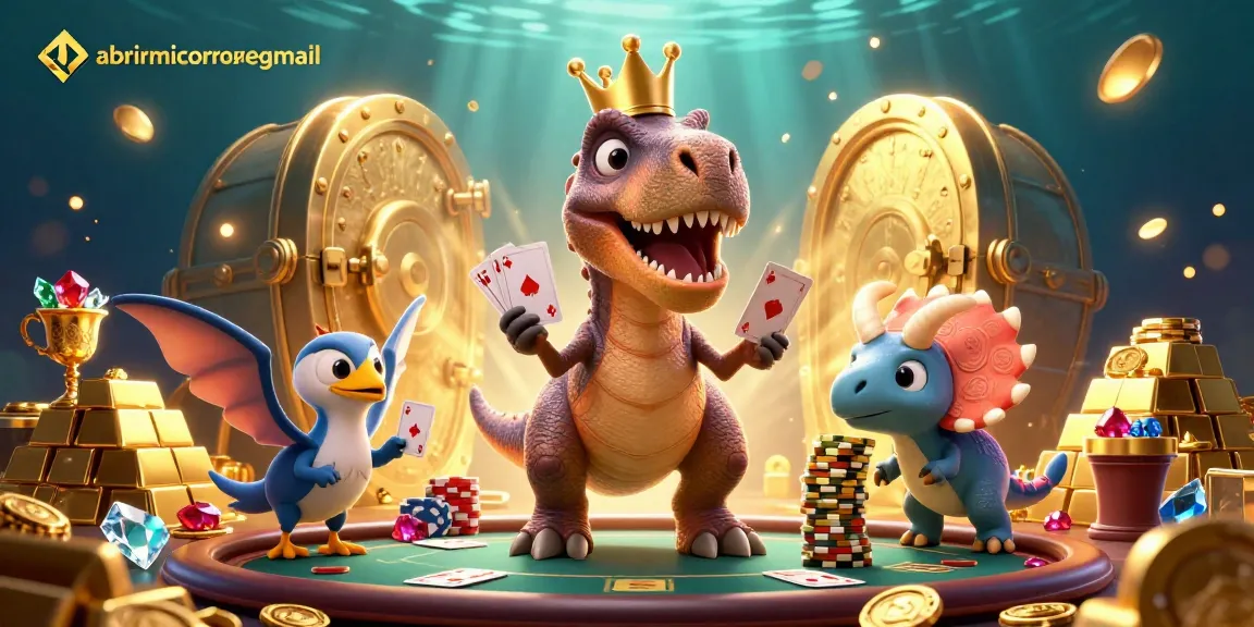 Experience the thrilling poker game action with abrirmicorreodegmail featuring dinosaurs and treasures!