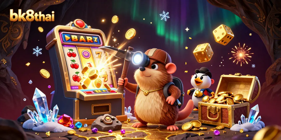 Engage with the excitement of bk8thai, featuring vibrant scenes of gaming and treasure hunting.