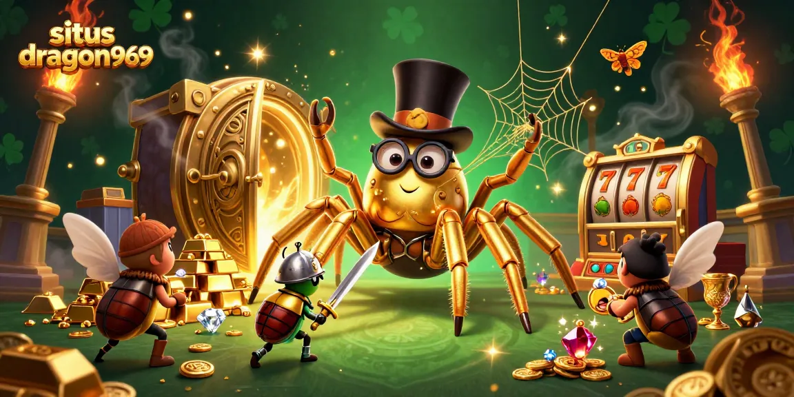 Experience thrilling gaming with situs dragon969 featuring vibrant casino characters, treasures, and slots.