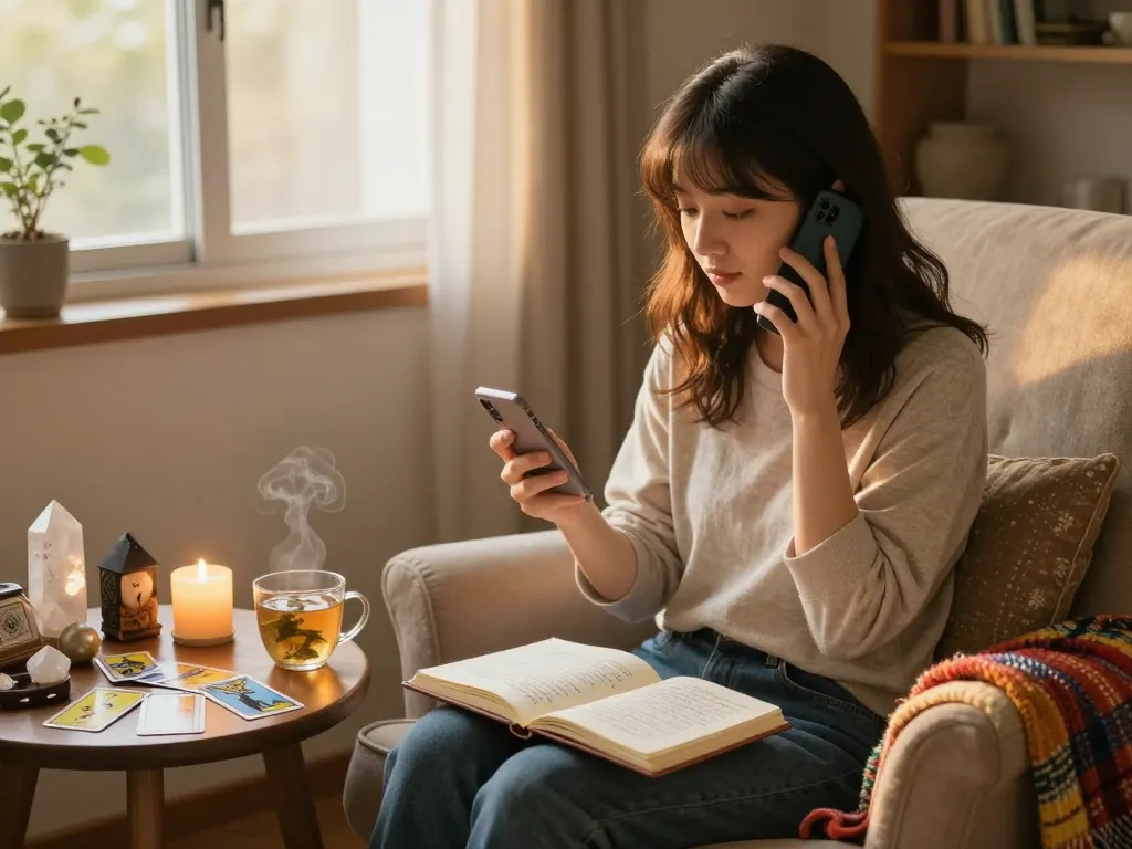 占い師との電話リーディングセッションで、電話占い当たるの穏やかな雰囲気を体験してください。