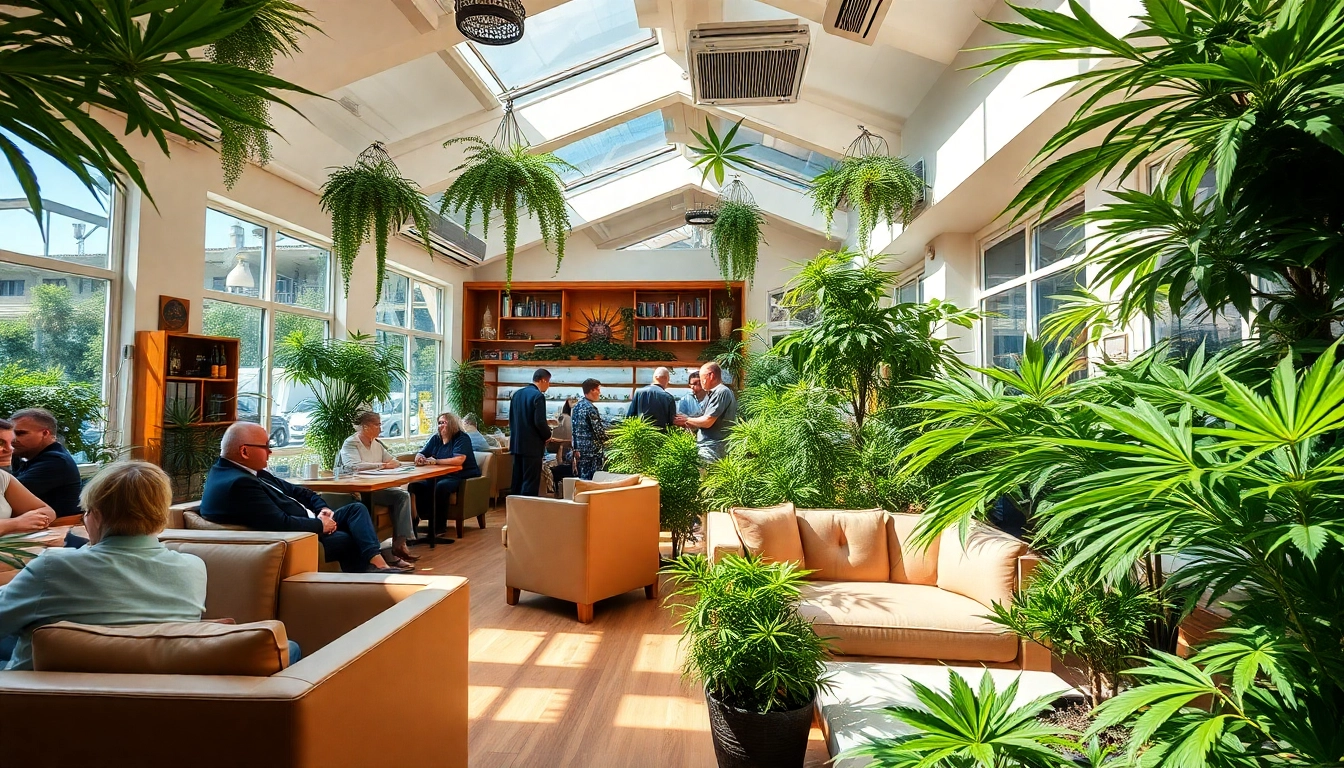 Experience the ambiance at the Best Cannabis Club Lloret de Mar with cozy seating and vibrant greenery.