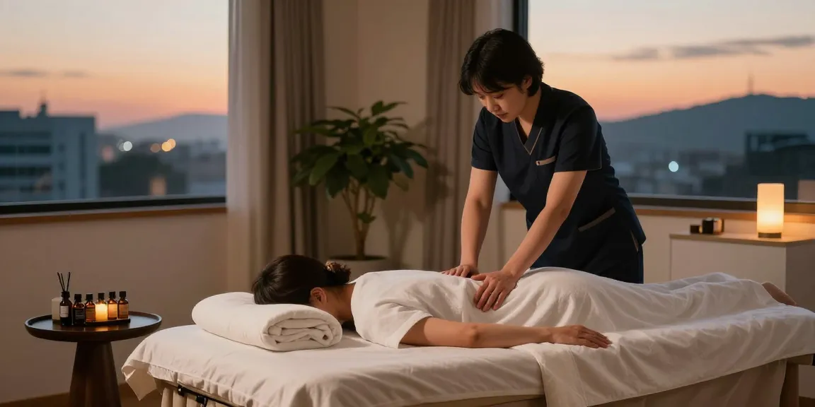 신촌출장마사지 being offered in a serene hotel room, showcasing relaxation and professionalism.