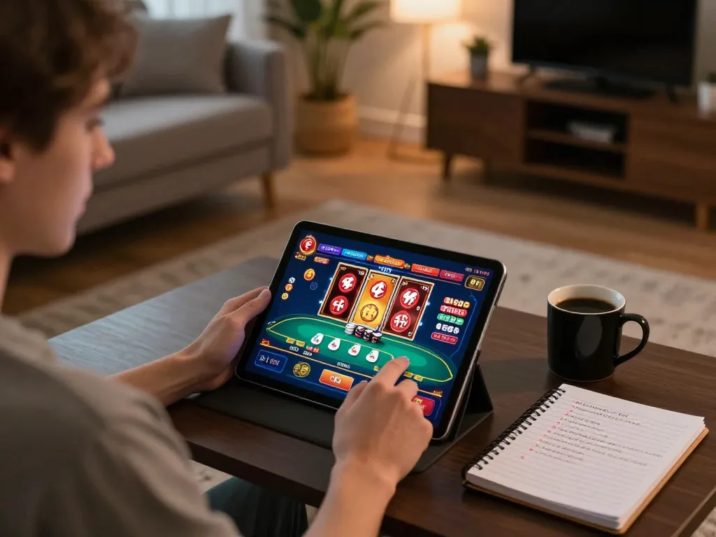Engaging in responsible gaming strategies on fabet mobile app in a cozy living room