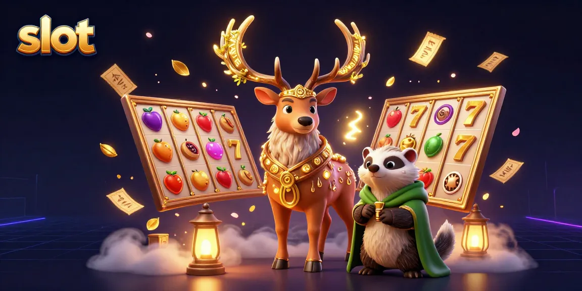 Spin exciting slot machines with a vibrant 3D illustration featuring luck symbols and dynamic gameplay.