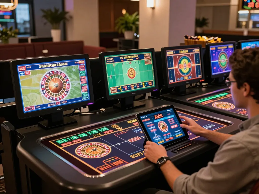 Playing ALO8 on tablet during a cozy evening online gaming session, showcasing casino gameplay.