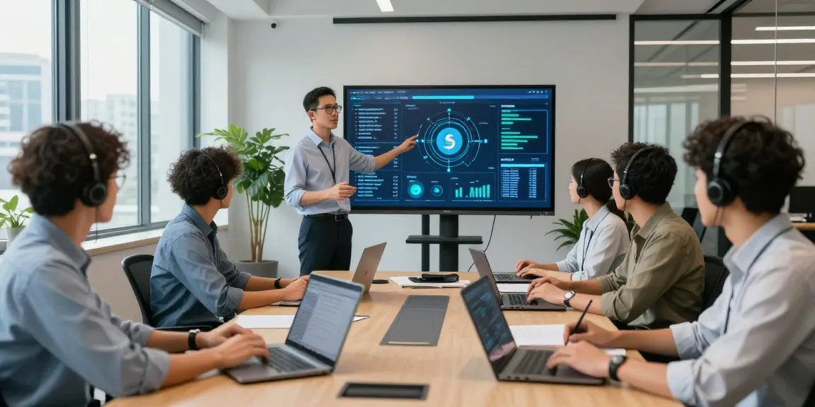 Team discussing business IT support londor solutions in a modern office.