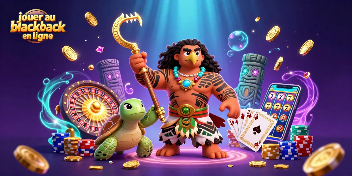 Jouez au blackjack en ligne avec cette illustration 3D riche en détails et en éléments de casino.