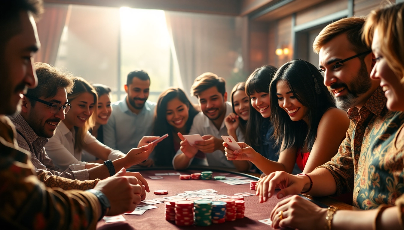 Engaging players in yono rummy enjoying an exciting game in a lively setting.