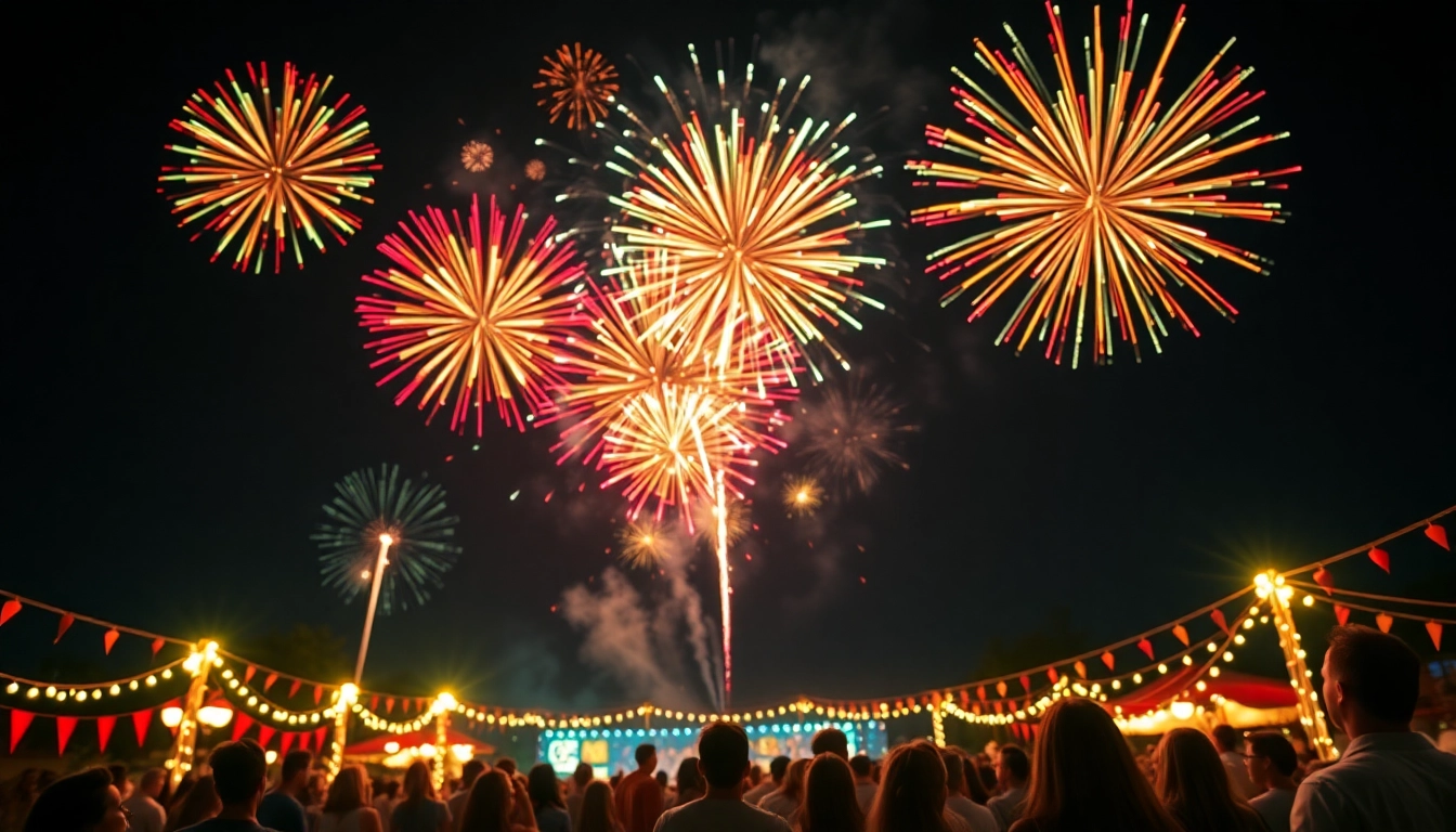 Enjoying beautiful fireworks uk displaying in the night sky during a festive celebration.