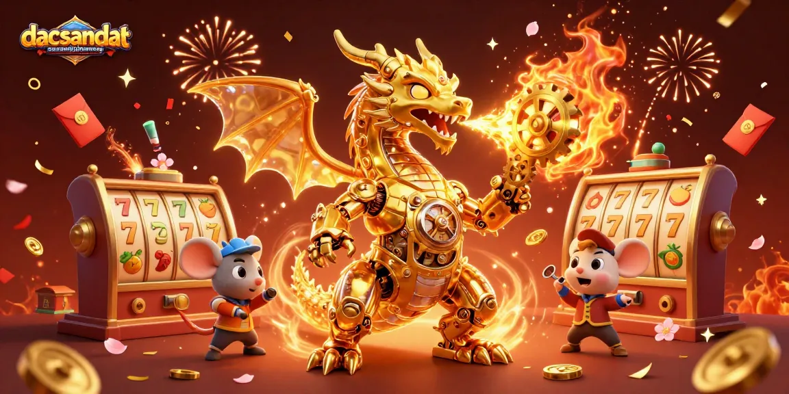 Join the excitement at dacsandatphanrang with vibrant casino scenes featuring a golden dragon and slot machines.