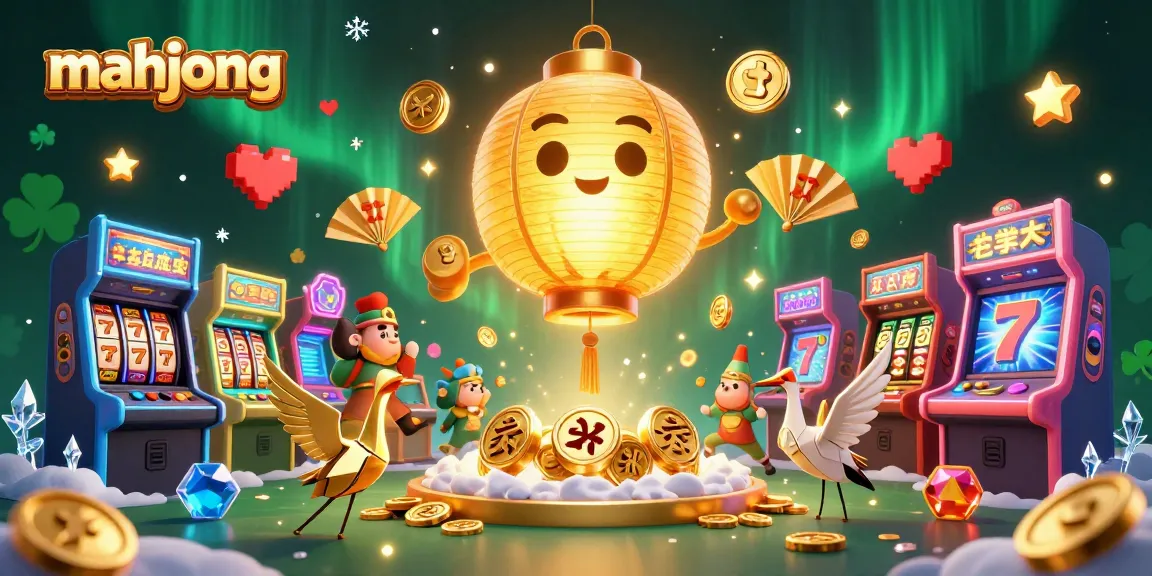 Engage in mahjong excitement with a vibrant casino scene featuring dynamic slot machines.