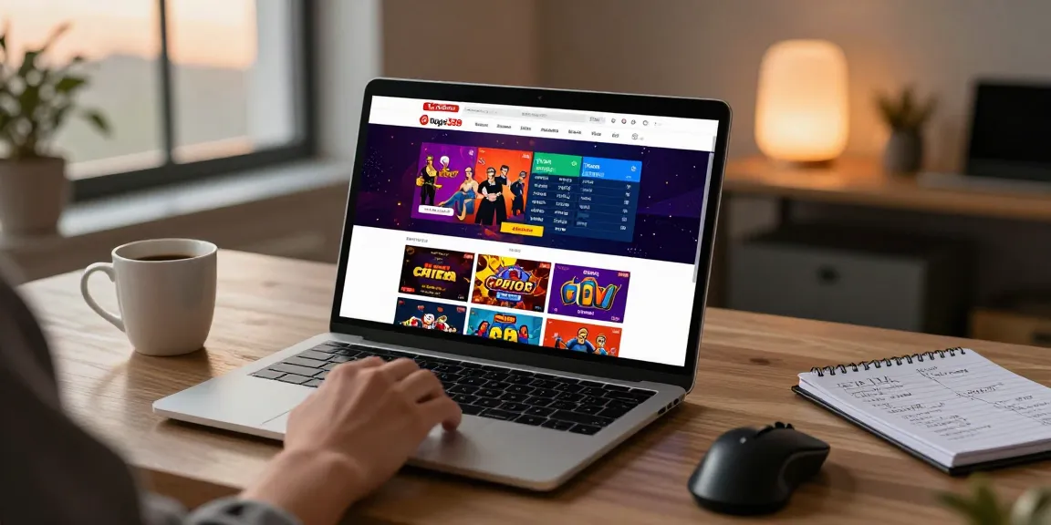 User engaging with situs raja328 gaming platform in a modern home office, showcasing live casino and sports betting features.