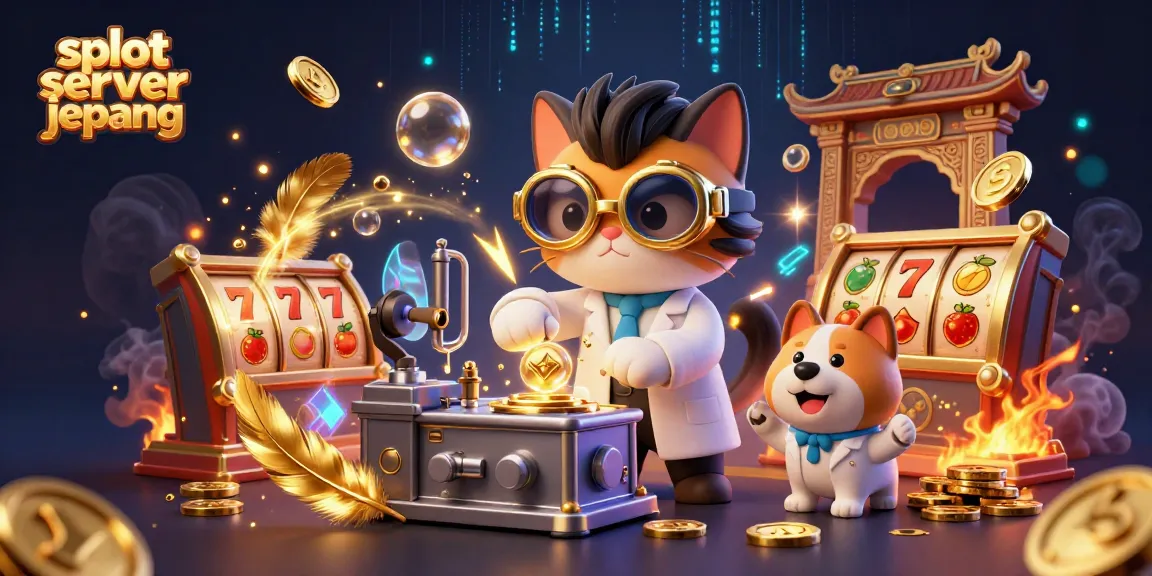Spin the reels in an ultra-detailed scene of slot server jepang excitement with golden coins and vibrant elements.